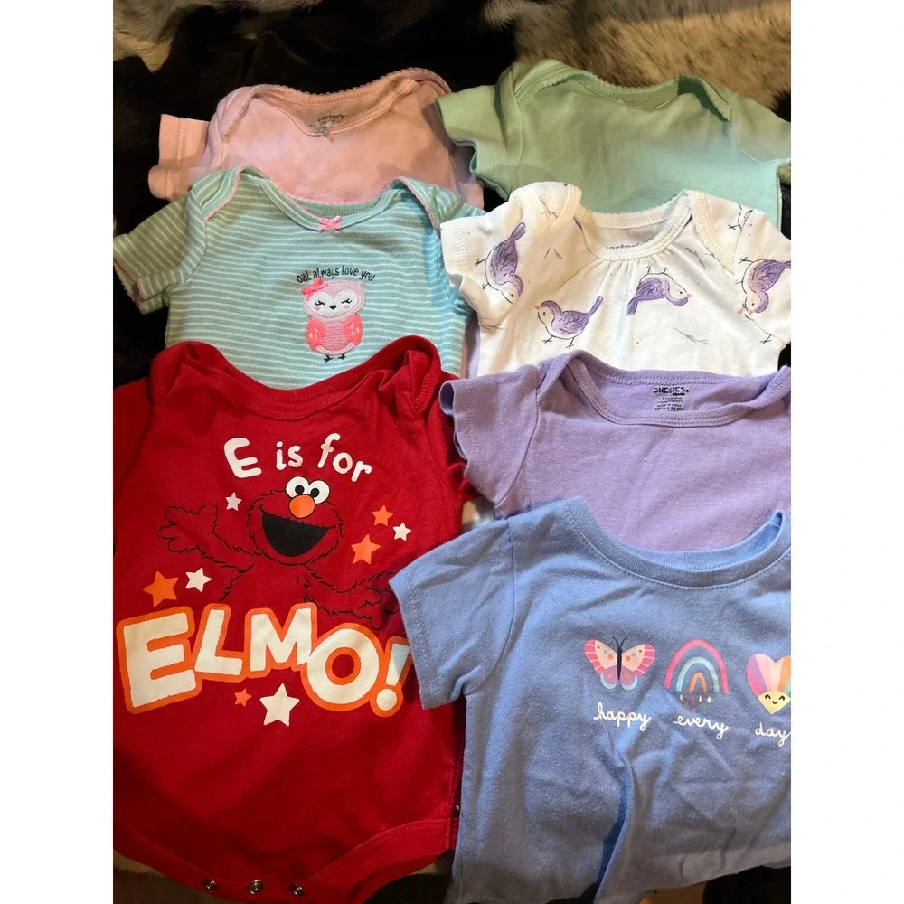 Baby Girl Clothing 33 pc Lot 0-3 Months‎ Carters Disney Elmo Sleepers Bodysuits